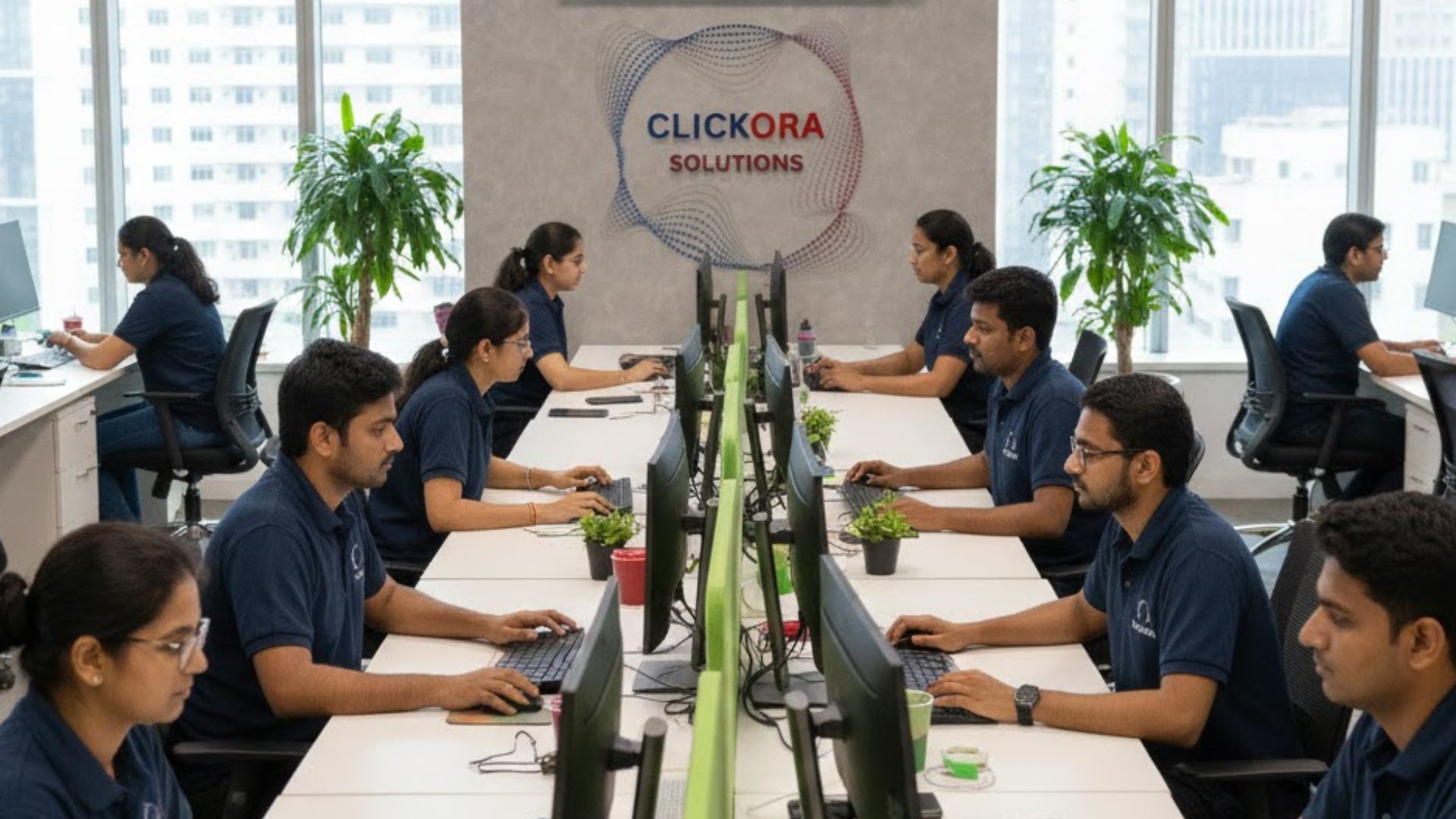 Clickora Solutions team working on digital projects